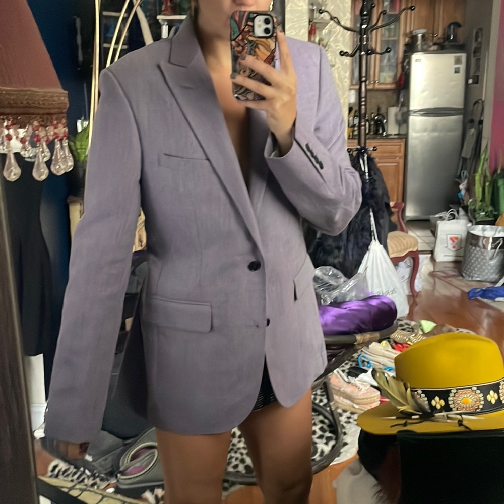 REISS Men’s Linen Purple Blazer